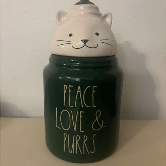 Rae Dunn Other - Rae Dunn Green Cat Canister Peace Love & Purrs